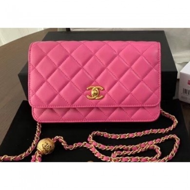 AAA 1:1 Chanel Pearl Wallet on Chain WOC Bag AP1450 Fuchsia 2020 CE03982