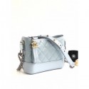 Best Chanel Aged Calfskin Gabrielle Small Hobo Bag A91810 Sky Blue CE03136