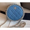 Best Chanel Chain Around Round Clutch with Chain AP0739 Denim Light Blue 2019 CE04048