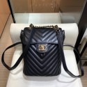 Best Chanel chevron calfskin mini Backpack Bag black with gold hardware CE01872