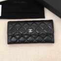 Best Chanel Classic Quilted Lambskin Flap Wallet A50096 Black/Silver Collection CE04368