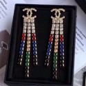 Best Chanel Multicolor Crystal Tassel Earrings Red/Black/Blue 2019 Collection CE01587