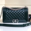 Best Quality Fake Chanel Vintage Quilted Leather Medium 25cm Boy Flap Bag Green 2019 Collection CE01715