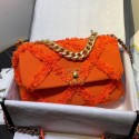 Chanel 19 Medium Maxi-Quilted Fringe Canvas Flap Bag AS1160 Orange 2020 Collection CE03579