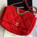 Chanel 19 Tweed Maxi Flap Bag AS1162 Red 2019 Collection CE02136