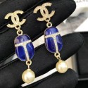 Chanel Beetle Pearl Earrings Blue 2019 Collection CE01140