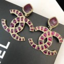 Chanel Burberrygundy Resin Stones CC Short Clip-on Earrings AB1804 2019 Collection CE00593