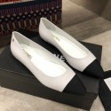 Chanel Calfskin Flat Ballerinas G35389 White 2019 Collection CE02032