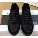 Chanel Camellia Embroidery Lace-Ups G34815 Black 2019 CE00586