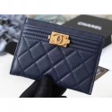 Chanel Caviar Leather Boy Card Holder A84431 Navy Blue CE03700