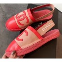 Chanel CC Logo Espadrilles Sandals Beige/Red CE01585