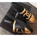 Chanel CC Logo Espadrilles Sandals Black/Gold CE01315