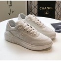 Chanel CC Logo Sequins & Leather Sneakers G35936 White 2020 Collection CE02482