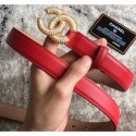 Chanel CC Pearls Belt 25mm Width Red CE00927