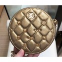 Chanel Charms Round Clutch With Chain Bag Metallic Gold 2019 CE01658