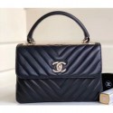 Chanel Chevron Trendy CC Small Flap Top Handle Bag A92236 Black 2018 CE01815