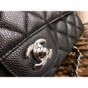 Chanel Classic Flap Medium Bag 1112 black in caviar Leather with silver Hardware CE00872