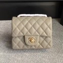 Chanel Classic Flap Mini Bag A1115 in Caviar Leather Grey with Golden Hardware CE01826