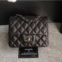 Chanel Classic Flap Mini Bag A1115 in Lambskin Leather Black with Vintage Silver Hardware CE04103