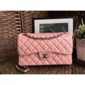 Chanel Classic jumbo Flap Bag 1113 pink in patent leather with silver Hardware CE01838