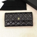 Chanel Classic Quilted Lambskin Flap Wallet A50096 Black/Gold Collection CE01247