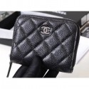 Chanel Classic Small Zipped Card Holder 60086 Grained Calfskin Black/Silver CE04179