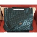 Chanel Crumpled Calfskin Patchwork Shopping Tote Bag Dark Green 2019 CE04380