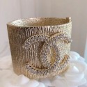 Chanel Crystal CC Metal Cuff Bracelet AB2614 Gold 2019 Collection CE03355