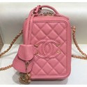 Chanel Grained Calfskin CC Filigree Vanity Case Bag AS0988 Dark Pink 2019 CE04003