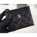 Chanel Grained Calfskin Classic Card Holder A84105 Black/Silver 2018 CE01459