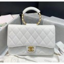 Chanel Grainy Calfskin Wallet on Chain With Round Handle AP1177 White 2020 Collection CE02574