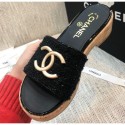 Chanel Heel Gold CC Logo Mules G36065 Black 2020 CE01620