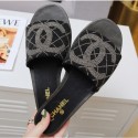 Chanel Heel Pearl Embroidery CC Logo Mules G35904 Black 2020 CE01040