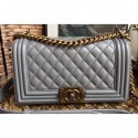 Chanel Lambskin Boy Flap Medium Bag Gray/Gold CE01514