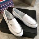 Chanel Lambskin Chain Flat Loafers G35631 White 2020 Collection CE00538