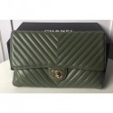 Chanel Lambskin Chevron Classic Clutch Bag A57650 Army Green 2018 CE03827