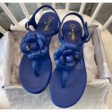 Chanel Lambskin Classic Camellia Thong Sandals Blue 2020 Collection CE00864