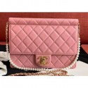 Chanel Lambskin with Imitation Pearls Small Flap Bag AS0582 Pink 2019 CE01172