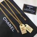 Chanel Metal Tags Pendants Long Necklace AB3098 Gold 2019 Collection CE00860