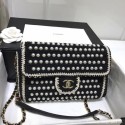 chanel pearl knitwear classic flap bag black CE03455