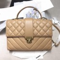 Chanel Quilted and Chevron Calfskin Large Flap Bag with Top Handle AS0712 Beige 2019 Collection CE03276