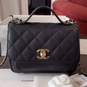 Chanel Quilted Grained Calfskin Mini Messenger Flap Top Handle Bag A93067 Black 2019 Collection CE04351