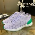 Chanel Quilted Knit Fabric Sneakers G35549 Light Purple 2020 Collection CE02019