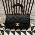 Chanel Quilted Lambskin Medium Flap Bag with Ring Top Handle AS1358 Black 2020 Collection CE01223