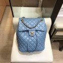 Chanel Quilting sheepskin Backpack Bag A91121 blue with gold hardware CE01659