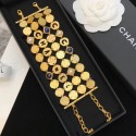 Chanel Round Metal Cutout Lettering Wide Bracelet AB1587 Gold/Blue 2019 Collection CE00651