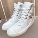 Chanel Silky Smooth Calfskin High-Top Sneakers G35079 White 2019 Collection CE01267