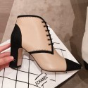 Chanel Stitching Lambskin Heel Short Boots Nude 2019 Collection CE01589