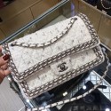 Chanel Tweed Chain Trim Medium Flap Bag White 2019 Collection CE01690