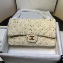 Chanel Tweed Lurex Medium Flap Bag White/Gold 2019 Collection CE04039